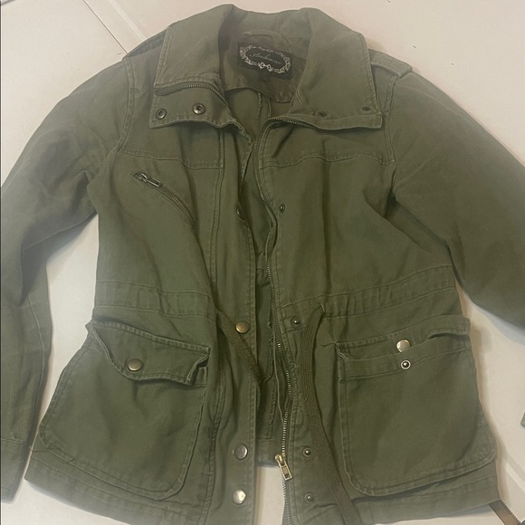 Ambiance Olive Green Jean Jacket - Picture 2 of 7